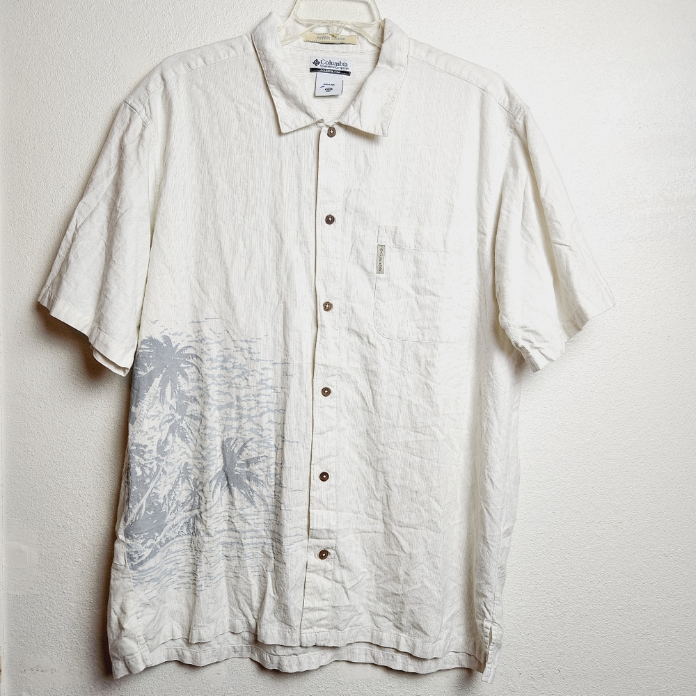 Columbia River Lodge Shirt Men's Size XXL Hawaiian Button Up Short Sleeve Beige
